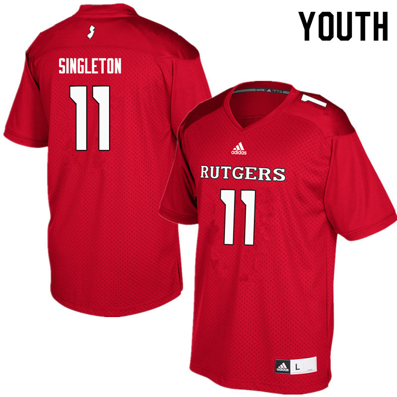 Youth #11 Drew Singleton Rutgers Scarlet Knights College Football Jerseys Sale-Red - Click Image to Close